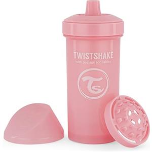 Twistshake Biberon a Prova di Perdite con Beccuccio Rigido e Frullatore per Frutta - 360ml, per Bebè Senza BPA | Tazza Sippy da Allenamento per Bambini | Rosa Chiaro