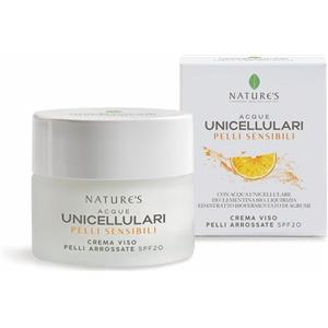 Nature's Acque Unicellulari Crema Viso Pelli Arrossate 50ml - Trattamento Vellutato con Acqua Unicellulare di Clementina Bio e SPF 20