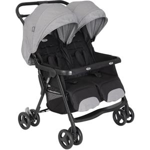 Graco - DuoRider™ Passeggino Doppio leggero con due sedute affiancate, dalla nascita fino a circa 3 anni (max 15 kg), si chiude con una sola mano, Steeple Gray