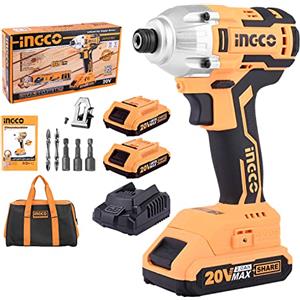 Ingco Cirli2002 Avvitatore A Impulsi A Batteria 20 V Al Lito attacco 1/4 2 Batterie E Borsa Inclusi Motore Senza Spazzole Brushless