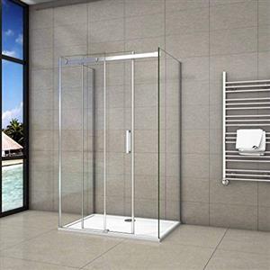 AICAit 195 cm Box Doccia a Tre Lati Porta Scorrevole con 2 Pareti Laterali 120x70x70 cm Cristallo 8 mm Temperato Trasparente Anticalcare Telaio Cromato Lucido