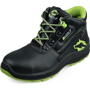 BWOLF SPYKE S3 Scarpe Antinfortunistiche Uomo Donna S3 Antiscivolo con Tecnologia Grip 4x4, Nero Verde, 42 EU