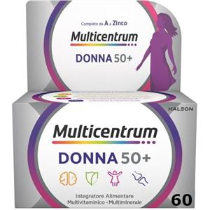 Multicentrum Donna 50+ Integratore Multivitaminico completo, con Magnesio, Vitamina A, D, B12, Calcio, per combattere stanchezza e affaticamento per Donne oltre 50 anni, 60 Compresse