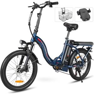 SAMEBIKE Bike Elettrica 20 Fat Tire E-Bike Pieghevole Bici 36V / 12Ah Batteria, Max.Range fino a 35-70km, Off-Road Mountain Bike City EBike Uomini Donne (Deep Blue)