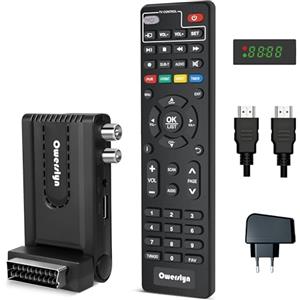 owerslyn Decoder Digitale Terrestre 2025, OWERSLYN Decoder DVB-T2 HD 1080P H265 HEVC Main 10 Bit, HDMI CEC TV Stick Supporto Uscita HDMI/Scart e USB Multimediale/PVR Recorder/Telecomando 2in 1 (M4)