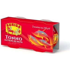 Auriga Tonno Auriga 140gr all'olio di oliva. Confezione da 2 lattine.Fonte di Proteine.Senza conservanti.