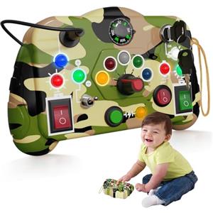 Cmiolacuna Montessori Busy Board Giochi 1 Anno Sensoriale Montessori attività Busy LED Giocattoli Educativi Sensoriali, Viaggio Giocattolo Bambini Regalo Giochi 1 2 3 4 Anni