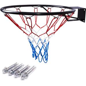 molti Canestro da basket Ø 45 cm, montaggio a parete, anello da basket con anello e rete di colore nero, per interni ed esterni