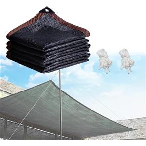 CHENYU 98% Telo Ombreggiante Occhiellato 2x2 M Telo Parasole per Esterni Viene Fornito con 2 Corde Lunghe Bianche Anti uv Ombreggiante Adatto per Giardini Balconi Pergole Campeggio Ecc（Nero)