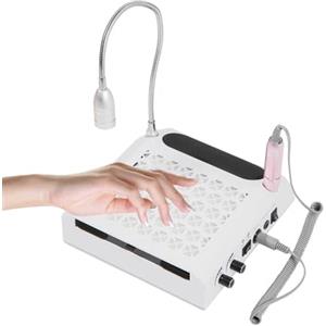 simimasen 4 in 1, aspiratore per unghie con filtro + luce LED + punta per unghie, fresa multifunzione per manicure 0-30000 RPM, aspirapolvere professionale per salone, nail art