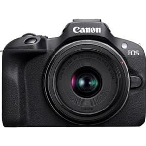 Canon EOS R100 + 18-45mm IS STM - Fotocamera Digitale Compatta Mirrorless 4K - 24,1 MP - Dual Pixel CMOS AF, DIGIC 8 - Scatto a 6,5fps - Macchina Fotografica Wifi e Bluetooth, GPS, Rilevamento Volto