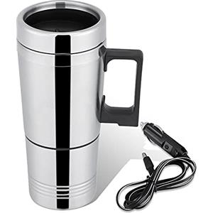 HERCHR Bollitore Elettrico per Auto da Viaggio 12v/24v 300ml, Tazza riscaldante per Auto in Acciaio Inossidabile per Acqua, tè, caffè, Latte(24V)