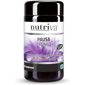 NUTRIVA Pausa Aging, con Dioscorea, Angelica, Agnocasto e Damiana, Supporto Menopausa e Ciclo Mestruale, Circolazione, 30 Compresse, adatto a vegani e vegetariani