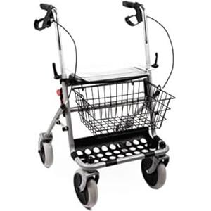 Praxis Medical Network PMN FREE - Rollator Deambulatore Pieghevole in Acciaio - Deambulatore per Anziani 4 Ruote - Carrello Anziani per Camminare - Girello per Anziani Con Seduta