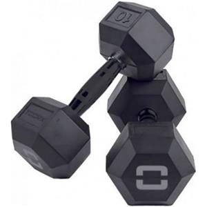 Toorx Manubrio Esagonale Gommato 10 kg con Impugnatura Ergonomica e Finitura Zincata Nera