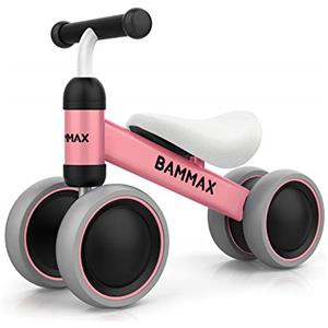 Bammax Bicicletta Senza Pedali, Bicicletta Equilibrio per Bambini 1-2 Anni, Triciclo Bambini, Prima Bici Senza Pedali, 49 * 19 * 35cm, Rosa