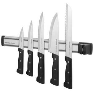 Tescoma Barra Magnetica Porta Coltelli con Affilatore - Acciaio Inossidabile Grigio, Design Professionale e Funzionale