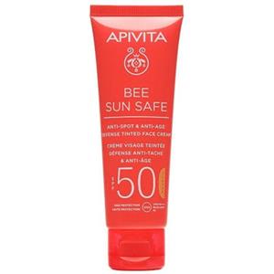 Apivita Bee Sun Safe Crema Viso Colorata SPF50 - Anti-Macchia e Anti-Age, 50 ml