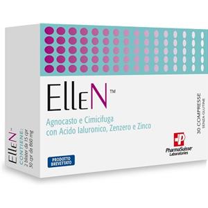 Ellen Integratore per Menopausa - 30 Compresse con Agnocasto, Cimicifuga, Acido Ialuronico, Zenzero e Zinco