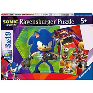 Ravensburger - Puzzle Netflix Sonic Prime, Idea Regalo per Bambini 5+ Anni, Gioco Educativo e Stimolante, 3 Puzzle da 49 Pezzi