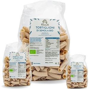Racilia Tortiglioni di Semola Bio Russello - 100% Grano Siciliano e Biologico - Pack Ecologico - Pack da 3x500gr
