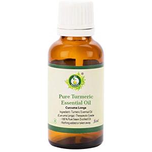 R V Essential Puro Curcuma Essenziale Olio 30ml (1.01oz)- Curcuma Longa (100% Puro e Naturale Steam Distilled) Pure Turmeric Essential Oil