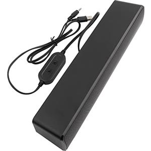 SUNGOOYUE Lettore Musicale con Soundbar Stereo Cablato USB, Cassa Audio Surround in Plastica con Ingresso da 3,5 Mm per Cellulari PC (Nero)