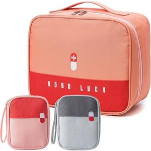 Tcdwla Kit Pronto Soccorso,3 Pezzi Cassetta Pronto Soccorso Vuota,(1+2) Borsa porta Kit Primo Soccorso in Tessuto Oxford Impermeabile, per Scuola, Viaggi, Campeggio, Escursionismo (Rosso + Grigio)