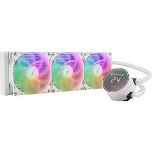 UNYKAch Raffreddamento Liquido CPU AQUASTORM White 360 Pompa Silenziosa, Display per Controllo Temperatura CPU e Tre Ventole RGB con Sensore PWM
