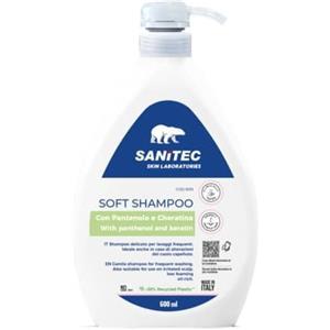 Sanitec Soft Shampoo Delicato 600 ml - Ideale per Lavaggi Frequenti con Pantenolo e Cheratina, Dermatologicamente Testato