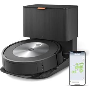 iRobot Roomba J7+ Grafite, Robot Aspirapolvere Wi-Fi, Svuotamento Automatico, Rilevamento Ostacoli, 2 Spazzole In Gomma Multi-Superficie, Programmabile con App E Assistente Vocale