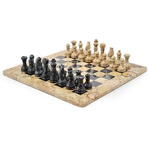 British Fossils Set di scacchi in marmo da 38,1 cm Fossilstone & Marmo Nero