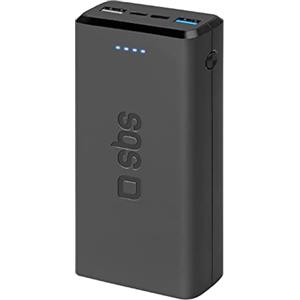 SBS Power Bank Caricabatterie 20000 mAh, 1 Porta USB-A da 10W e 1 da 5W, 1 USB-C da 10W, Slim, Leggero, Carica Fino a 8 Volte Smartphone e 4 Volte Tablet