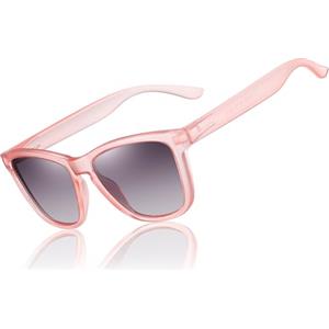 Joopin Polarizzati Occhiali da Sole Uomo Donna Classici Vintage Leggero Rettangolari Occhiale da Sole UV Protezione (Marrone Rosa)