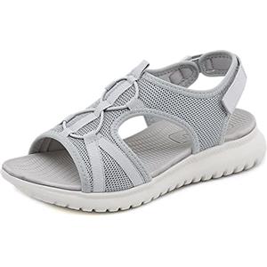 Acfoda Sandali Donna Estive Casual Sandalo da Spiaggia Bassi Comodi Ortopediche Scarpe Grigio 37