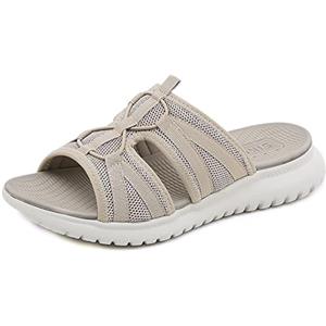 Acfoda Sandali Donna Estive Sandalo da Spiaggia Piatti Casual Comodi Ortopedici Scarpe Beige 41