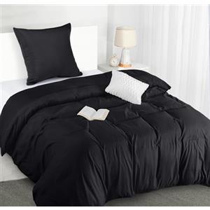 Utopia Bedding Copripiumino Singolo - Microfibra Copripiumino 135x200cm + Federa 80x80cm - Nero