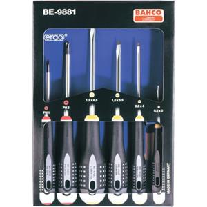 BAHCO Set di 6 Cacciaviti Ergonomici con Impugnatura Resistente e Punte Brunite