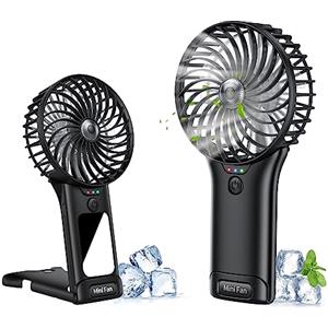Wastou Ventilatore Portatile, Mini Ventilatore Silenzioso Ricaricabile USB, Piccolo Ventilatore Personale a 4 Velocità con Specchio, Ventilatore da Tavolo a Batteria per Viaggi in Ufficio all'Aperto