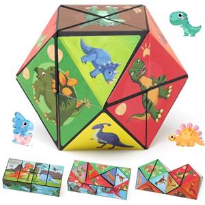 TonStyle Cubo Magico, Magic 3D Puzzle Cubes, Cubo Infinito, Trasformabili Cubo Giocattoli, Cubo Infinito Antistress, Gioco Educativo Decompressione Giocattolo per Bambin (Dinosauro)