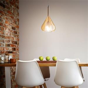 Fabas Luce Lila Lampadario a Sospensione in Vetro Borosilicato Ambra, 1 Luce E27, Altezza Regolabile fino a 200 cm
