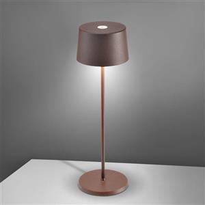 Zafferano Lampada Olivia Pro - Lampada da Tavolo Ricaricabile e Senza Fili con Controllo Touch, Dimmerabile, Altezza 35 cm, Colore Corten