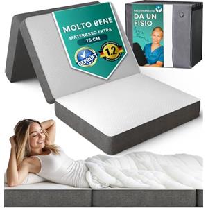 DYNMC you Materasso Pieghevole Singolo 75x195 cm Certificato Oeko-Tex - Materasso in Memory Foam 14 cm con Rivestimento Lavabile - Materassino per Campeggio, Pavimento, Letto Ospiti - Firmezza Media H3 e Comodo