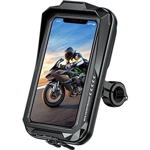 KTUEOV Porta Cellulare Moto, 360° Rotabile Portacellulare Manubrio Impermeabile Supporto Telefono Bici con TouchScreen, Universale Porta Telefono Scooter MTB Antivibrante per Smartphone 4,0-7,0''