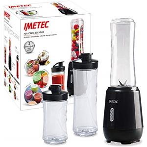 Imetec Personal e Sport Blender PB 100 Mini Frullatore con 2 Bottiglie Take-Away in Tritan BPA free, 4 Lame in Acciaio Inox, motore 22.000 giri/min, 2 coperchi a chiusura ermetica