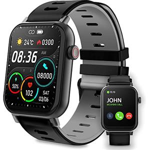 ATLANTIS SMARTIX Smartwatch Uomo Donna Fitness Schermo Touch 1,69, funzione chiamata Bluetooth, Cardiofrequenzimetro, Saturimetro (SPO2), Pressione sanguigna, Activity Tracker, Nero, Normale