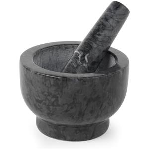 Salter BW11852EU7 Pestello e mortaio di marmo - Grind a mano erbe e spezie per pesto, lavaparabrezza, marinate, condimenti, tritatutto per spezie, frantumatore per erbe, utensile da cucina, nero
