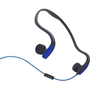 DESAV Cuffie a conduzione ossea con microfono stereo open-ear sportivo cablato auricolare a prova di sudore con riduzione del rumore, blu