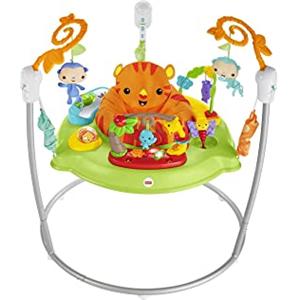 Fisher-Price - Centro Attività Amici della Foresta, seggiolino rotante per attività a 360° con tanti giochi, accessori e simpatici amici, luci, suoni e musica, giocattolo per bambini, 0+ anni, CHM91