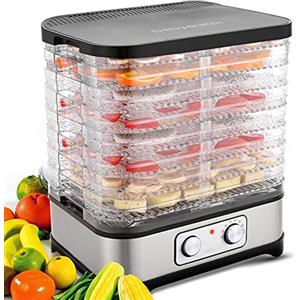 Voluker Essiccatore con regolatore di temperatura, essiccatore per alimenti, frutta, carne, frutta, disidratatore, senza BPA, 8 piani, pulsante